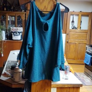 Sparkle blue cold shoulder shirt